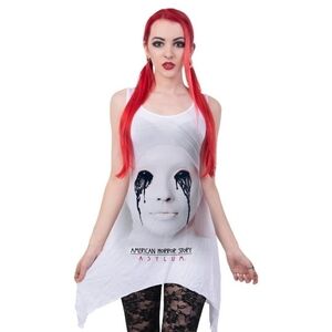 Spiral Direct Vest Dress – AHS Demonic Nun Graphic – Shark Hem – White – Sz S